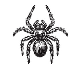 Tarantula isolated on white background. Hand-drawn arachnid design for tattoos. Tarantula illustration
