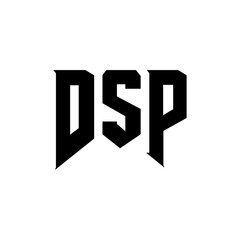 Obraz premium DSP letter logo design for technology company. DSP logo design black and white color combination. DSP logo, DSP vector, DSP design, DSP icon, DSP alphabet. DSP typography logo design.
