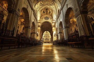 Fototapeta premium Historic Mezquita Cathedral: A Cultural Landmark of Cordoba, Spain Overlooking the River