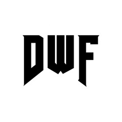 DWF letter logo design for technology company. DWF logo design black and white color combination. DWF logo, DWF vector, DWF design, DWF icon, DWF alphabet. DWF typography logo design.