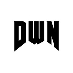 DWN letter logo design for technology company. DWN logo design black and white color combination. DWN logo, DWN vector, DWN design, DWN icon, DWN alphabet. DWN typography logo design.