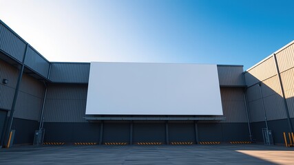 Obraz premium Empty Billboard Ad Space Modern Warehouse