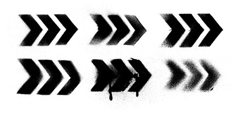 Arrow Chevron Stencil Grunge Spray Paint Stroke Vector Set