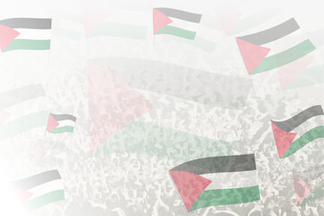 Obraz premium Celebratory Crowd with Palestine Flags Background