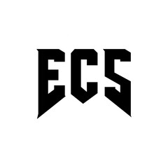 ECS letter logo design for technology company. ECS logo design black and white color combination. ECS logo, ECS vector, ECS design, ECS icon, ECS alphabet. ECS typography logo design.