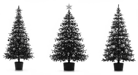 Decorated Christmas Trees in Pots for Minimalist Festive Decor