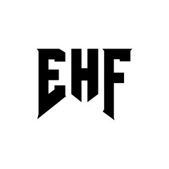 Obraz premium EHF letter logo design for technology company. EHF logo design black and white color combination. EHF logo, EHF vector, EHF design, EHF icon, EHF alphabet. EHF typography logo design.