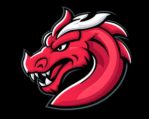 Fierce red dragon mascot head graphic
