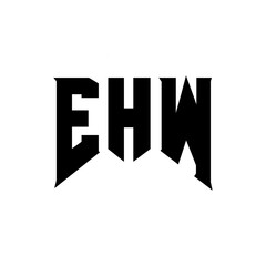EHW letter logo design for technology company. EHW logo design black and white color combination. EHW logo, EHW vector, EHW design, EHW icon, EHW alphabet. EHW typography logo design.