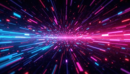 Naklejka premium A vibrant and futuristic 3D rendering featuring glowing lines and a technological background, creating a visually stunning digital backdrop for any tech related project.