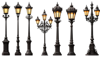  Collection of ornate vintage street lamps png 