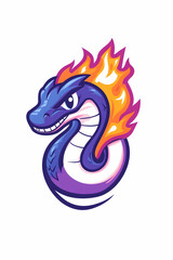 Obraz premium Fiery dragon snake mascot design