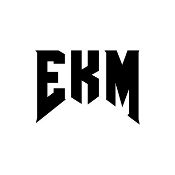 EKM letter logo design for technology company. EKM logo design black and white color combination. EKM logo, EKM vector, EKM design, EKM icon, EKM alphabet. EKM typography logo design.