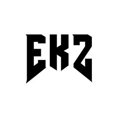 EKZ letter logo design for technology company. EKZ logo design black and white color combination. EKZ logo, EKZ vector, EKZ design, EKZ icon, EKZ alphabet. EKZ typography logo design.
