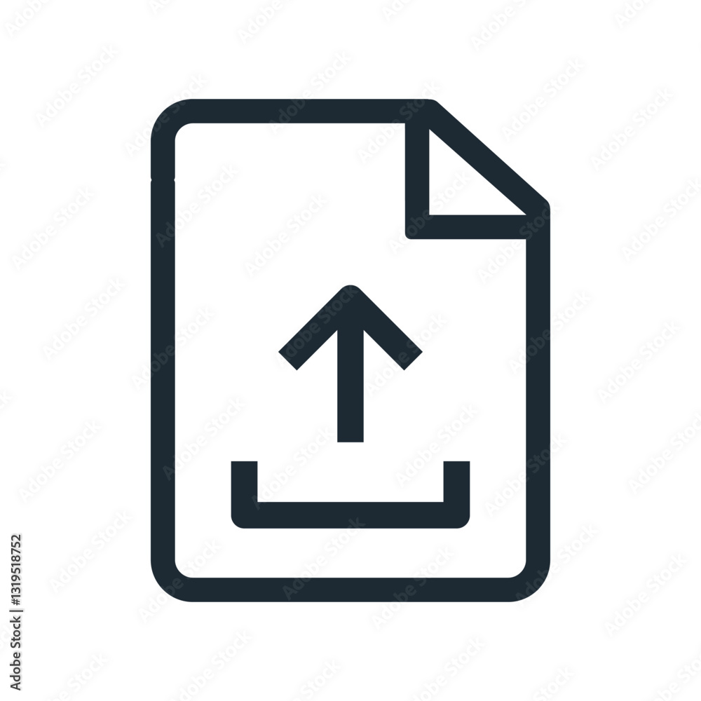 Poster File upload line icon, send document with arrow - vector