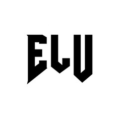 ELU letter logo design for technology company. ELU logo design black and white color combination. ELU logo, ELU vector, ELU design, ELU icon, ELU alphabet. ELU typography logo design.