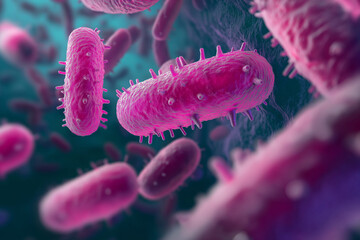 Microscopic view of probiotics bacteria in human body