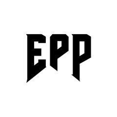EPP letter logo design for technology company. EPP logo design black and white color combination. EPP logo, EPP vector, EPP design, EPP icon, EPP alphabet. EPP typography logo design.