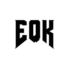 EQK letter logo design for technology company. EQK logo design black and white color combination. EQK logo, EQK vector, EQK design, EQK icon, EQK alphabet. EQK typography logo design.