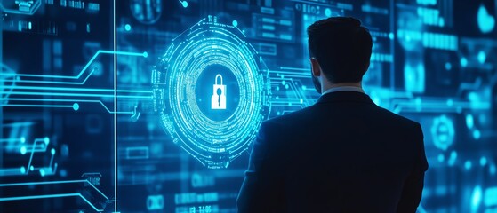 Businessman AI technology cyber security solutions enhance the ability of companies to detect and respond to cyber risks.