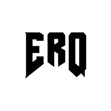 ERQ letter logo design for technology company. ERQ logo design black and white color combination. ERQ logo, ERQ vector, ERQ design, ERQ icon, ERQ alphabet. ERQ typography logo design.