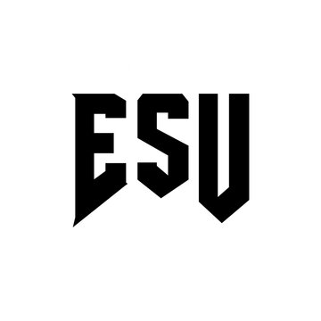 ESU letter logo design for technology company. ESU logo design black and white color combination. ESU logo, ESU vector, ESU design, ESU icon, ESU alphabet. ESU typography logo design.