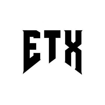 ETX letter logo design for technology company. ETX logo design black and white color combination. ETX logo, ETX vector, ETX design, ETX icon, ETX alphabet. ETX typography logo design.