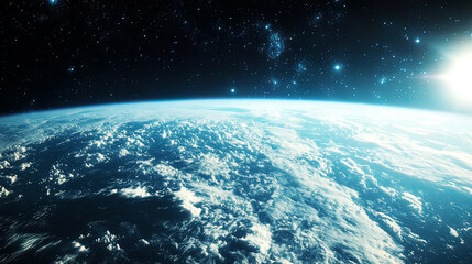Obraz premium View of Earth’s atmosphere from a transparent space capsule, highly detailed clouds and cosmic background