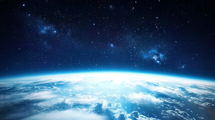 Obraz premium View of Earth’s atmosphere from a transparent space pod, ultra-realistic clouds and stars
