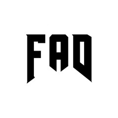 Obraz premium FAD letter logo design for technology company. FAD logo design black and white color combination. FAD logo, FAD vector, FAD design, FAD icon, FAD alphabet. FAD typography logo design.