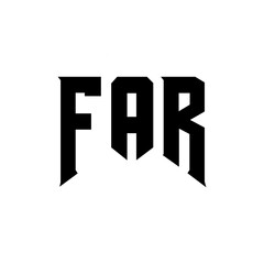 FAR letter logo design for technology company. FAR logo design black and white color combination. FAR logo, FAR vector, FAR design, FAR icon, FAR alphabet. FAR typography logo design.