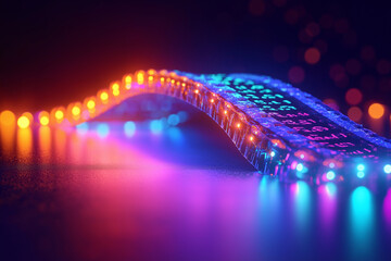 Vibrant digital binary bridge with glowing numbers
