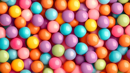 Fototapeta premium Colorful assortment of vibrant plastic balls in various shades, ideal for playful and creative designs.
