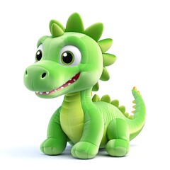 Cute Green Dragon Character Plush Toy with Big Eyes and Smiles
