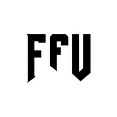 Obraz premium FFU letter logo design for technology company. FFU logo design black and white color combination. FFU logo, FFU vector, FFU design, FFU icon, FFU alphabet. FFU typography logo design.