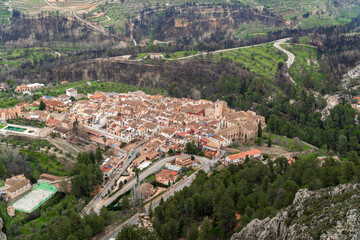 Fototapeta premium Aerial view to Penáguila village, in Alicante, Comunidad Valenciana (Spain).