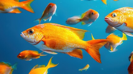Naklejka premium Vibrant schools of fish in a colorful underwater scene nature photography of ocean depths