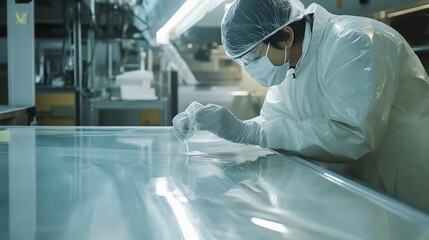 Employees are applying anti-reflective coatings to improve lithographic precision.