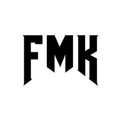 FMK letter logo design for technology company. FMK logo design black and white color combination. FMK logo, FMK vector, FMK design, FMK icon, FMK alphabet. FMK typography logo design.