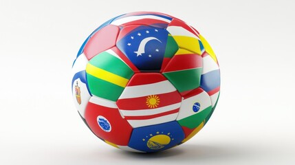 Obraz premium World soccer ball with flags, isolated, white background