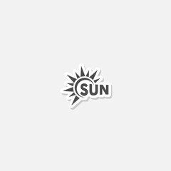 Sun logo sticker isolated on gray background