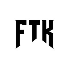 Obraz premium FTK letter logo design for technology company. FTK logo design black and white color combination. FTK logo, FTK vector, FTK design, FTK icon, FTK alphabet. FTK typography logo design.
