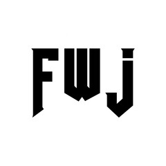 FWJ letter logo design for technology company. FWJ logo design black and white color combination. FWJ logo, FWJ vector, FWJ design, FWJ icon, FWJ alphabet. FWJ typography logo design.