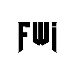 FWI letter logo design for technology company. FWI logo design black and white color combination. FWI logo, FWI vector, FWI design, FWI icon, FWI alphabet. FWI typography logo design.