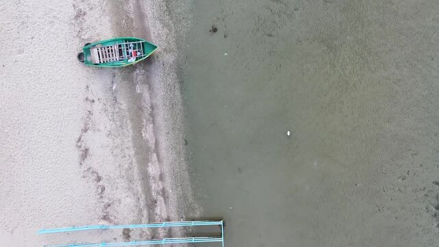 Albania Ohrid lake fishing boat at shore