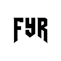 Obraz premium FYR letter logo design for technology company. FYR logo design black and white color combination. FYR logo, FYR vector, FYR design, FYR icon, FYR alphabet. FYR typography logo design.