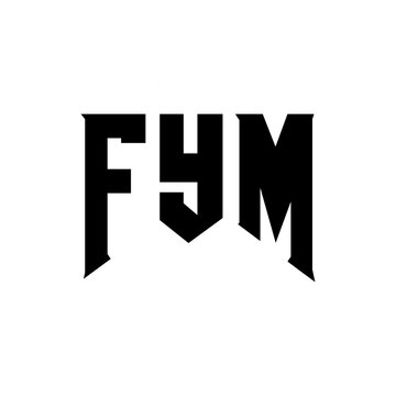 FYM letter logo design for technology company. FYM logo design black and white color combination. FYM logo, FYM vector, FYM design, FYM icon, FYM alphabet. FYM typography logo design.