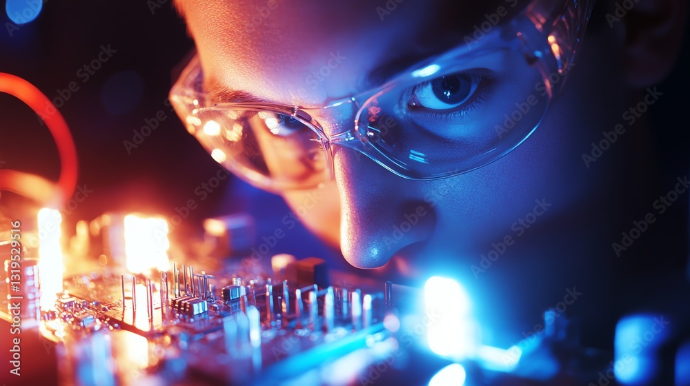 Fototapete engineers are testing microchip resistance to electromagnetic interference.