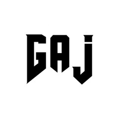GAJ letter logo design for technology company. GAJ logo design black and white color combination. GAJ logo, GAJ vector, GAJ design, GAJ icon, GAJ alphabet. GAJ typography logo design. © mamun25g