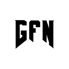 GFN letter logo design for technology company. GFN logo design black and white color combination. GFN logo, GFN vector, GFN design, GFN icon, GFN alphabet. GFN typography logo design.